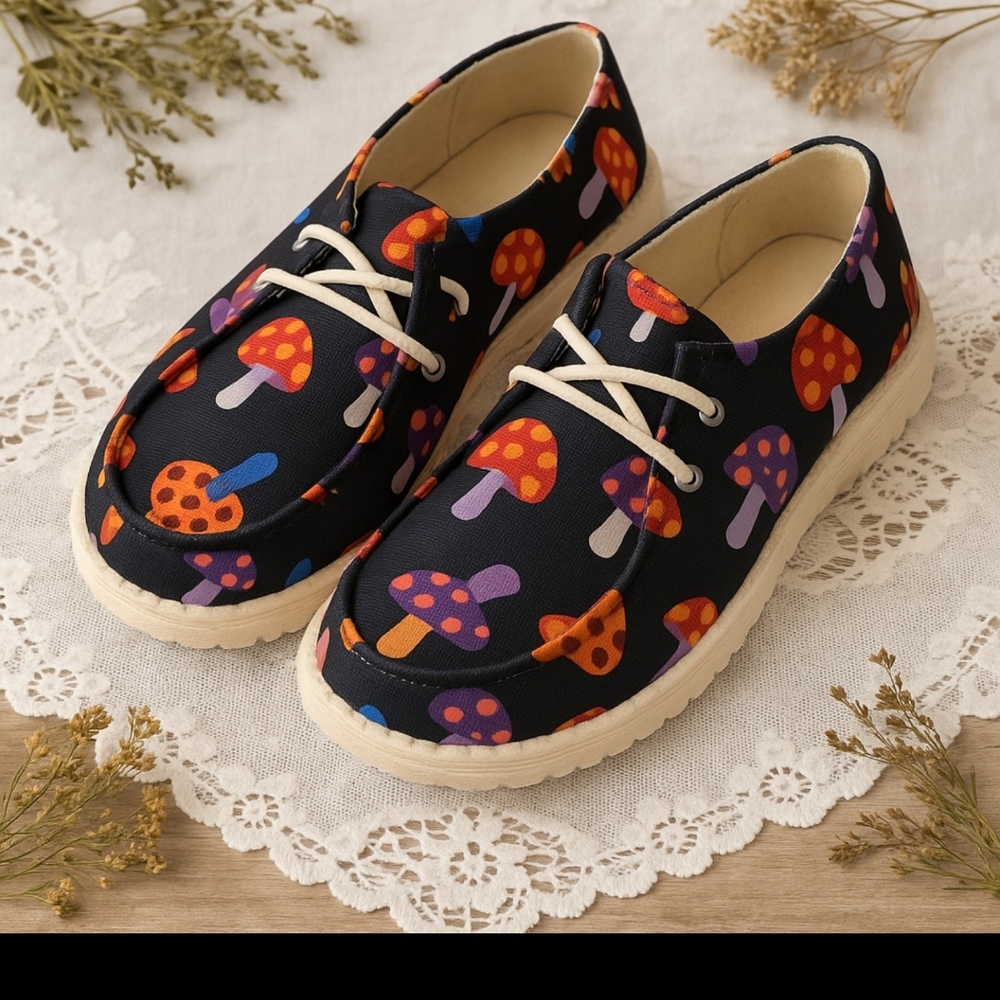 Colorful Mushroom Print Shoes